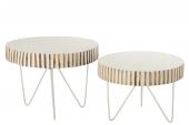 S/2 Tables Basses Ying Bois Métal Blanc