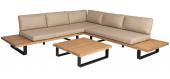 Salon de Jardin Angle 5P Feros Acacia Beige
