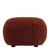 Pouf Lisette Velours Côtelé Rouge Brique Blanc d'Ivoire