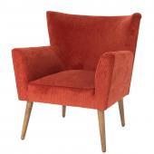 Fauteuil Léon Velours Côtelé Terracotta