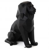 Statue Lion Origami Noir Mat 135cm (Outdoor)