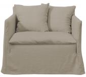 Fauteuil Gabriel 100% Lin Beige Blanc d'Ivoire
