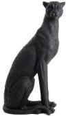 Statue Guépard Assis Noir Mat
