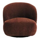 Fauteuil Lisette Velours Côtelé Brique Pivotant Blanc d'Ivoire