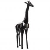 Statue Girafe Origami Noir Brillant 140cm (Outdoor)