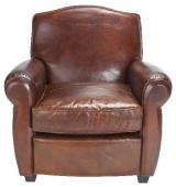 Fauteuil Moustache Cuir Marron Vieilli