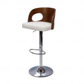 Tabouret de Bar Emilie Simili Blanc Bois Métal