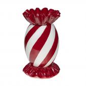 Vase Bonbon Rayures Rouge/Blanc H31cm
