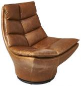 Fauteuil Pivotant Achille Cuir Camel Vintage