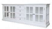 Vitrine Marseille 4 Portes Vitrées + 4 Tiroirs Bois Blanc