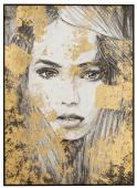 Tableau Cadre Visage Femme Noir-Or
