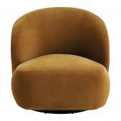 Fauteuil Lisette Velours Safran Pivotant Blanc d'Ivoire