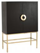 Armoire Bar Orea Manguier Noir/Or