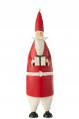 Père Noël Cadeau Métal Blanc Rouge H61cm