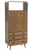 Armoire Haute 2 Portes 3 Tiroirs Metal/Bois Jolipa