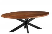 Table à Manger Ovale Acacia Foncé 210cm