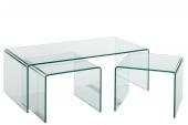 Table de Salon Contemporaine S/3 Verre Transparent