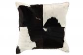 Coussin Carré Vache Cuir Blanc Noir