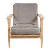Fauteuil Jules Velours Gris Perle Blanc d'Ivoire