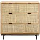 Commode Augustin 3 Tiroirs Chêne Cannage Blanc d'Ivoire