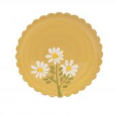 6 Assiettes Dessert Daisy Grès Artisanal