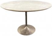 Table à Manger Ronde Marbre Blanc Aluminium Argenté