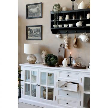 Vitrine Marseille 4 Portes Vitrées + 4 Tiroirs Bois Blanc