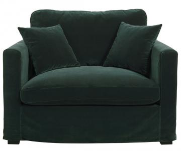 Fauteuil Angie Velours Vert Forêt Blanc d'Ivoire