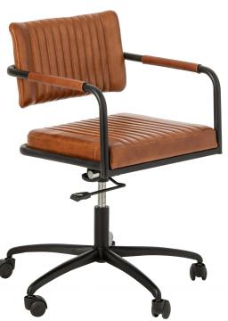 Chaise Bureau Réglable Cuir Camel Indus Vintage