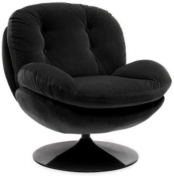 Fauteuil Memento Velours Uni Noir NOUVEAU