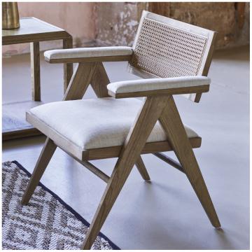 Fauteuil Colby - Lin Ecru Frêne Nat Blanc d'Ivoire