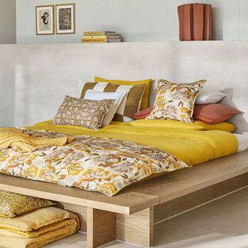 Drap Housse Mykonos Ocre Double Gaz Coton (2tailles)