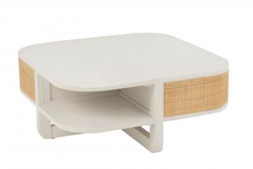 Table Basse Molly Bois Blanc Rotin Naturel