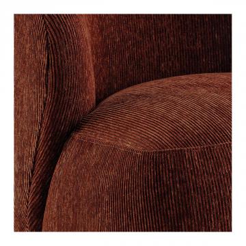 Fauteuil Lisette Velours Côtelé Brique Blanc d'Ivoire