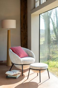 Fauteuil + Repose Pied Chiné Beige