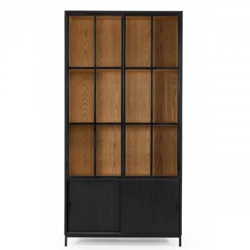 Vitrine 2 Portes Yalta Bois Métal Noir