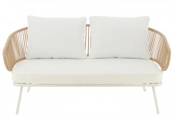 Salon de Jardin Poa Blanc Naturel 3 Pièces