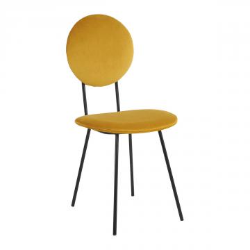 Chaise Colette Velours Safran Blanc d'Ivoire