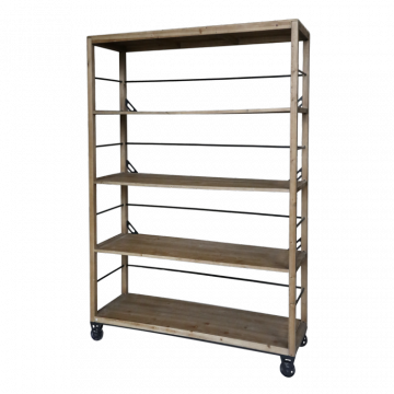 Etagère 4 Niveaux sur Roues Bois Naturel