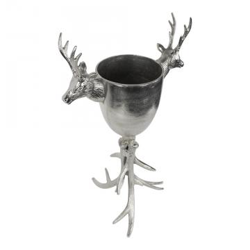 Seau à Vin sur Support Cerf Alu Argenté 77cm