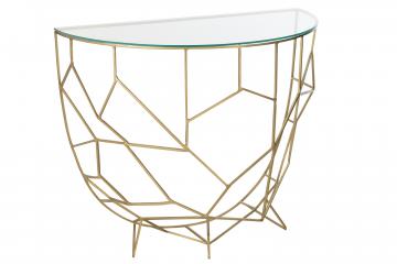 Console Demi Lune Moza Métal Verre Or