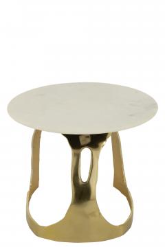 Bout de Canapé Marbre Blanc Aluminium Doré PM