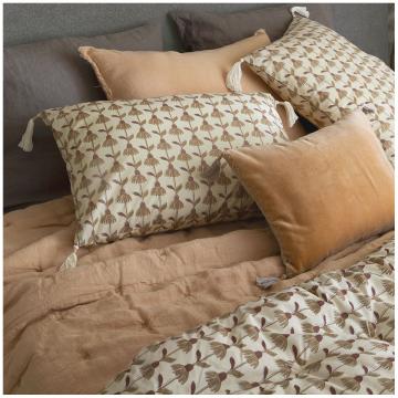 Couvre Lit Chloé Lin Lavé Abricot 230x180 Blanc d'Ivoire