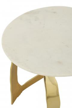 Bout de Canapé Marbre Blanc Aluminium Doré PM