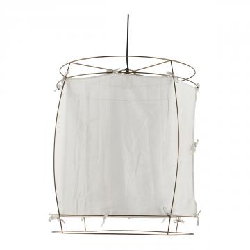 Suspension Jade Tissu Blanc Métal Doré PM