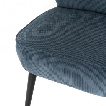 Fauteuil Coquille Velours Côtelé Bleu