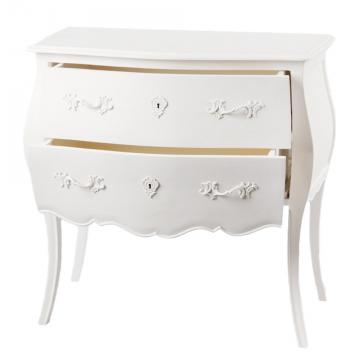 Commode Sauteuse  2 Tiroirs Murano Blanc