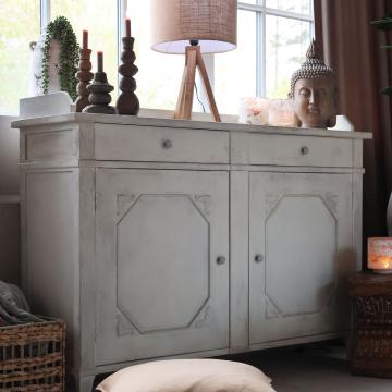 Buffet Antique Crème 2 Portes 2 Tiroirs
