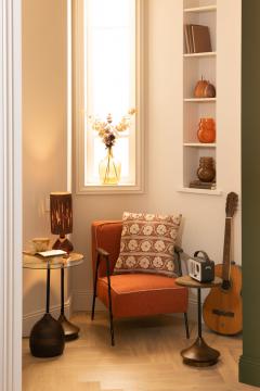 Fauteuil Huggy Tissu Uni Orange