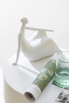S/2 Statues Femmes Assises Moderne Blanc Mat
